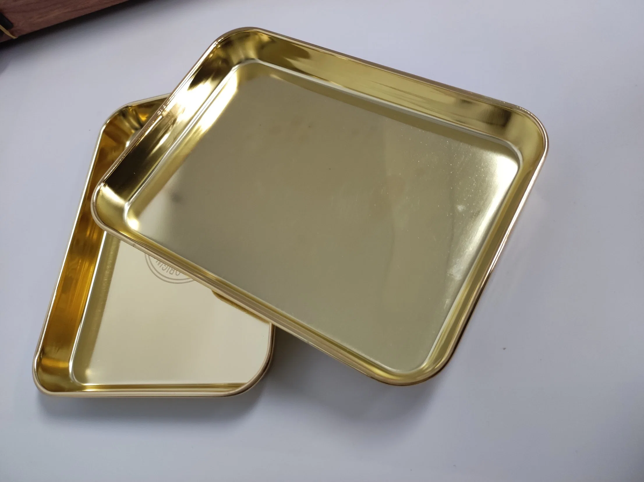 Custom Logo 1inch Mirror Polished Gold Dinner Serving Plate