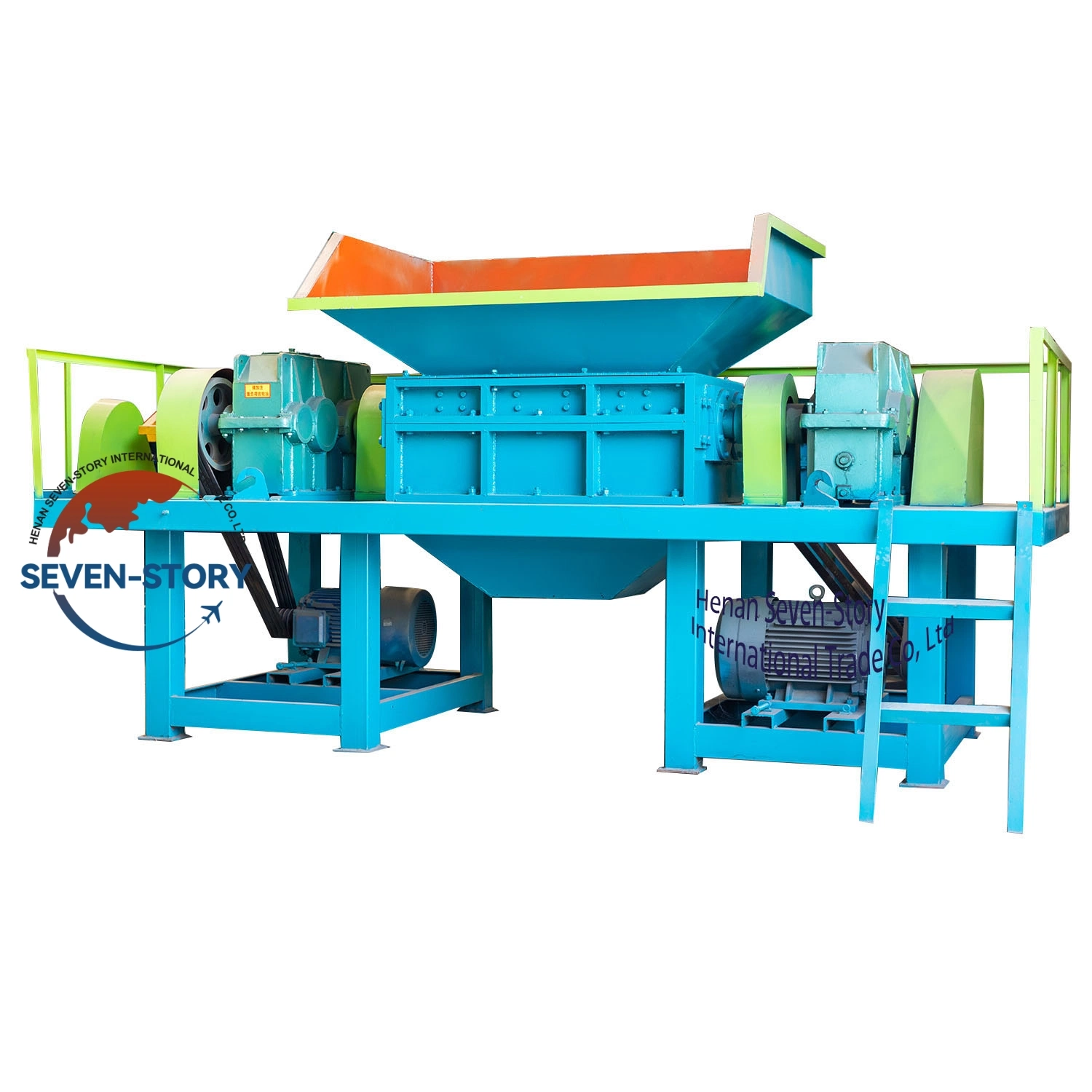 Rubber Tire Recycling Machinery with Wood Pallet Plastic Double Shaft Shredder