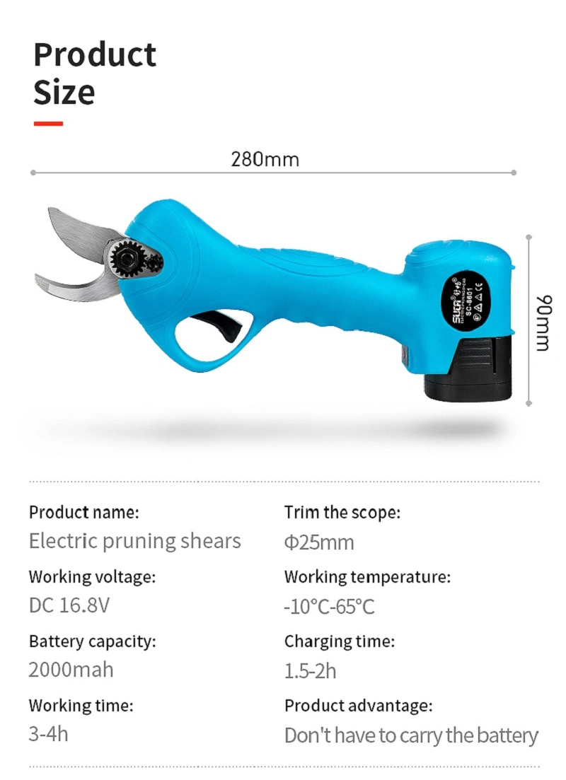 Electric Pruner Bypass de acero inoxidable de la agricultura Pruner tijeras