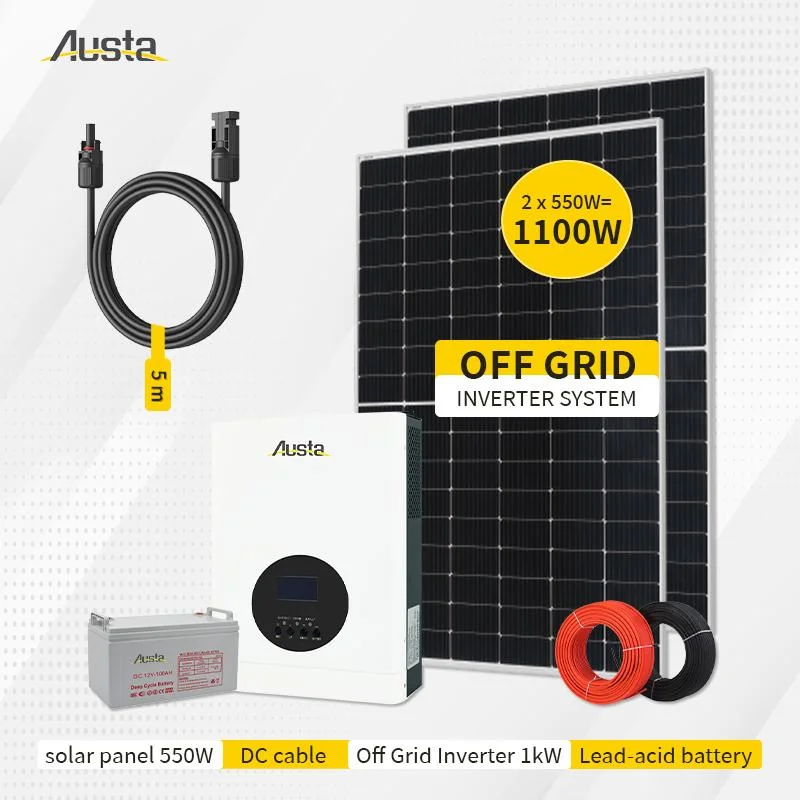 1kw Portable Home off Grid Supply Hybrid Inverter AC DC Solar Power System with MPPT Charge Controller