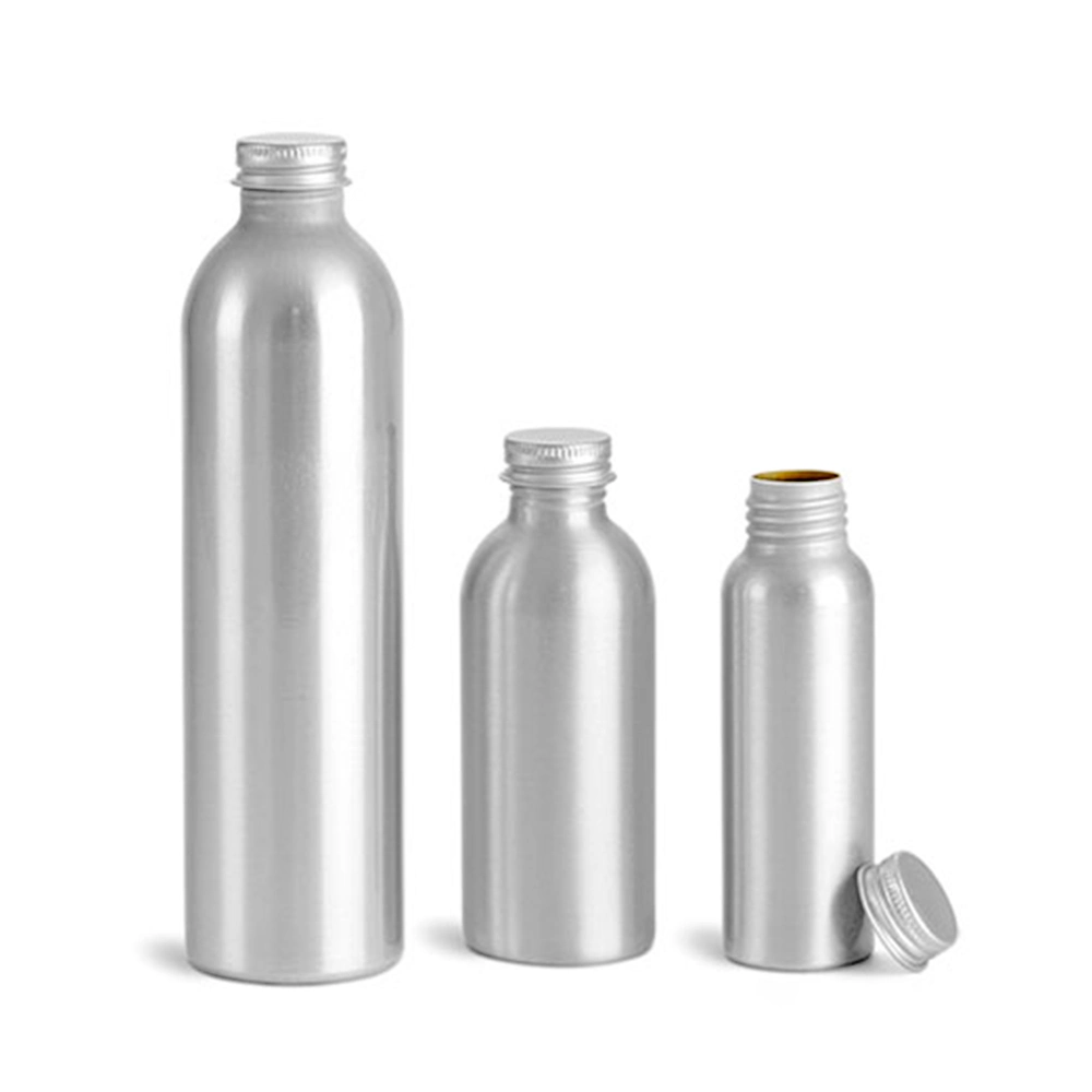 Empty Aluminum Cosmetic Packaging Water Lotion Bottle Metal Packaging 100ml 300ml 400ml 500ml Silver Alum Bottle with Screw Lid