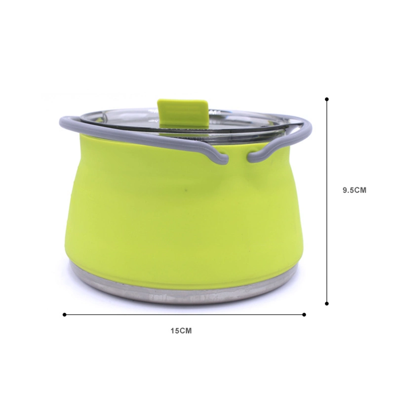 Portable Boiling Pot W/ Handle Camping Folding Mini Silicone Kettle Outdoor Esg15274