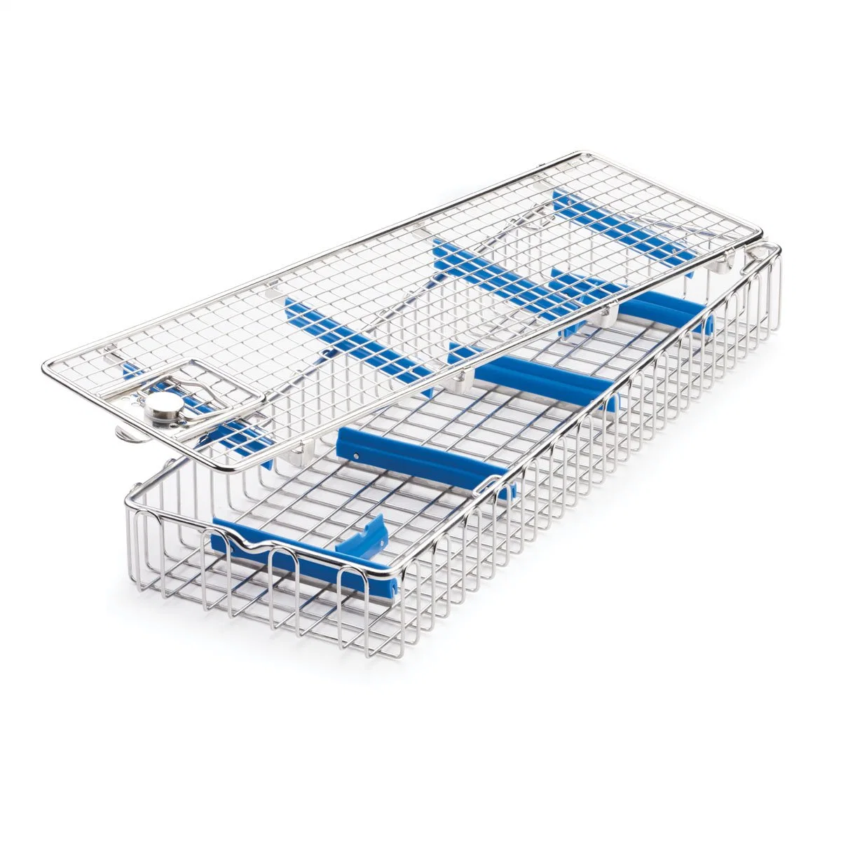 Support en silicone rigide couvercle entièrement amovible paniers de stérilisation en acier inoxydable