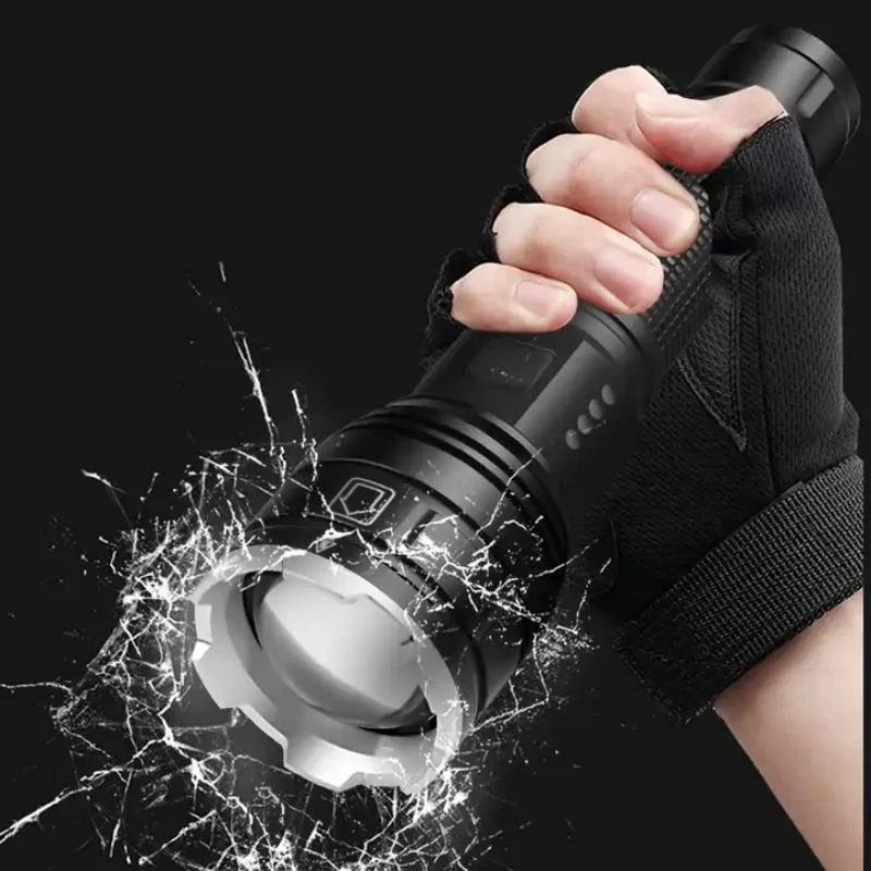 High Power Xhp70 LED Flashlight Type-C Rechargeable Zoomable LED Torch Light Portable Hunting Tactical LED Flashlight