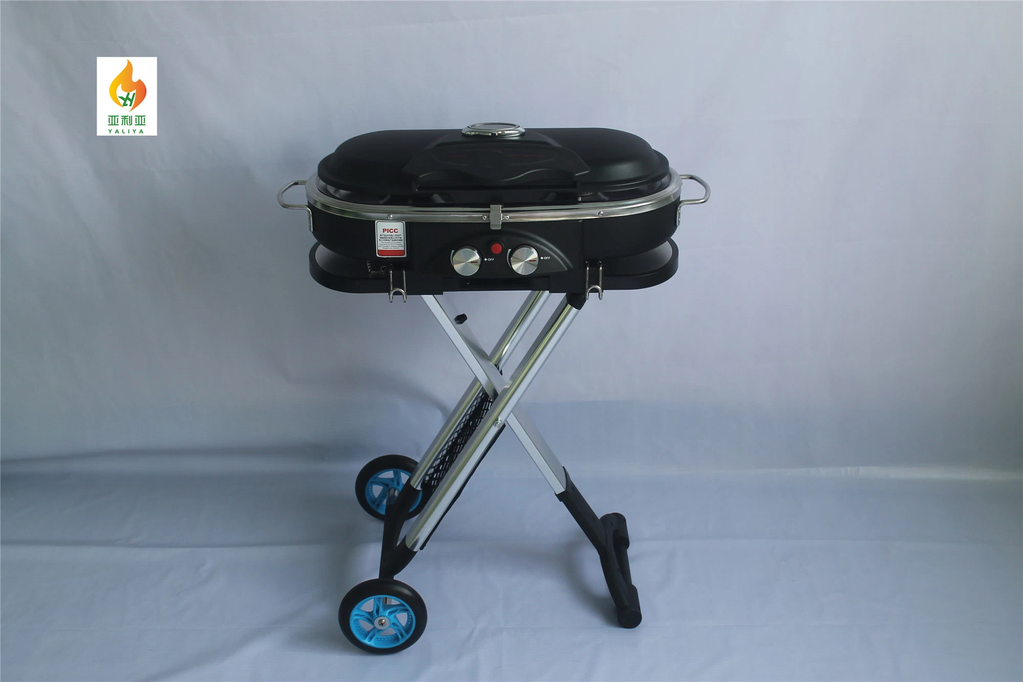 Black Suitcase Style, Folding, Portable Elegant BBQ Grill That Can Be Pulled in The Trunk of Your Car.