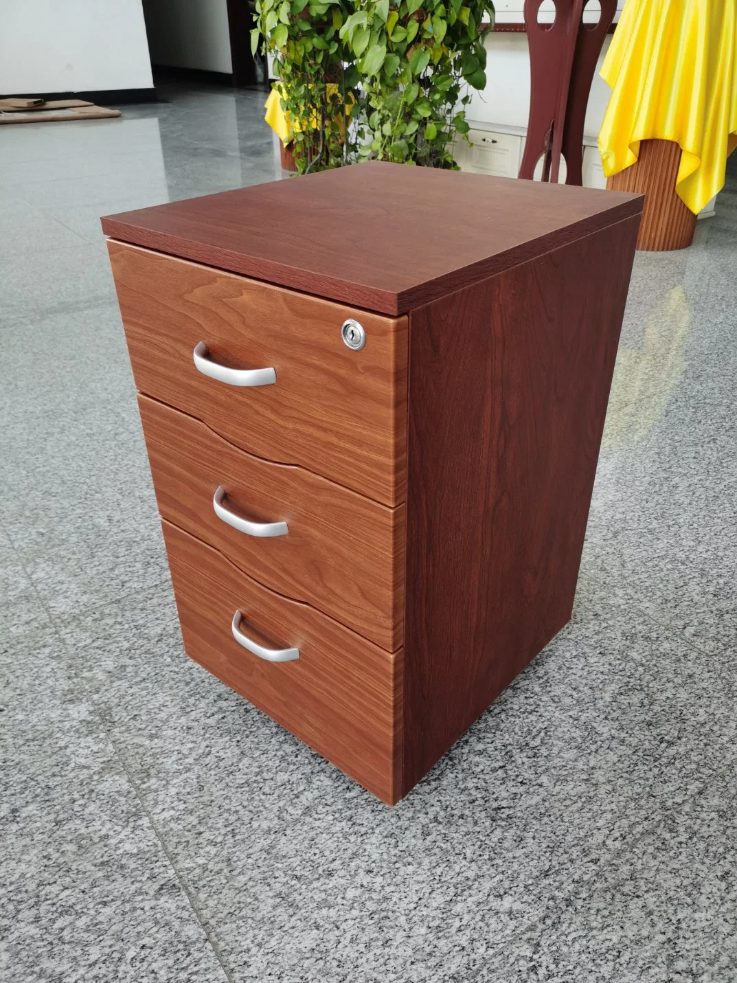 Modern Storage Brown Color MDF with Solid Wooden Drawer Cabinet Office Wood File Cabinet