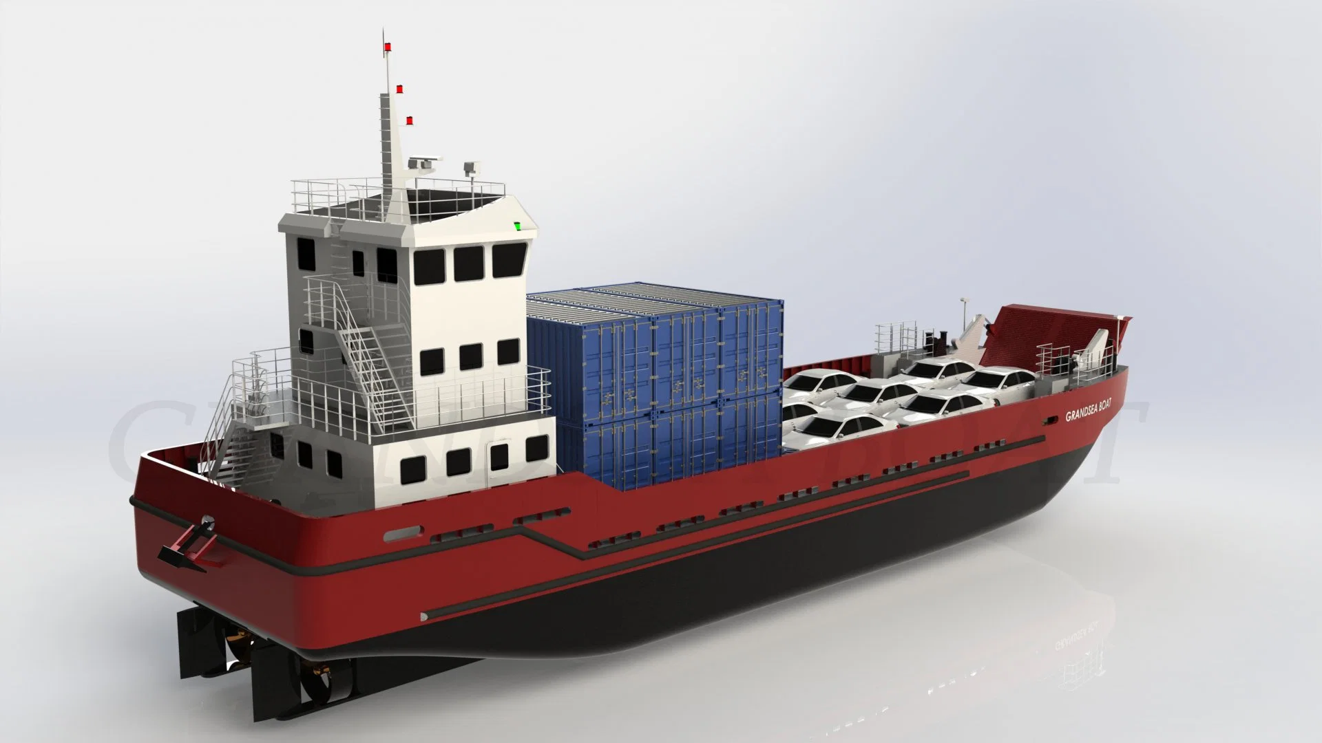 Chinese Manufacturer 36m Lct RO RO Car and Container Barge Boat for Sale