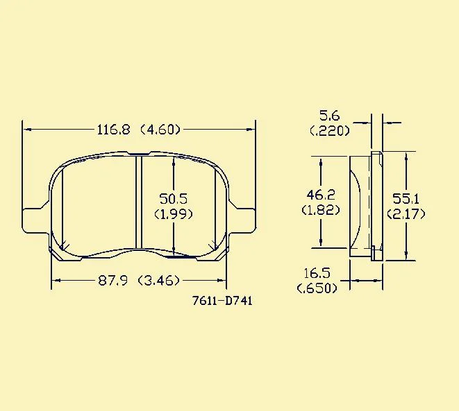 D741 Brake Pads Semi-Metallic Material