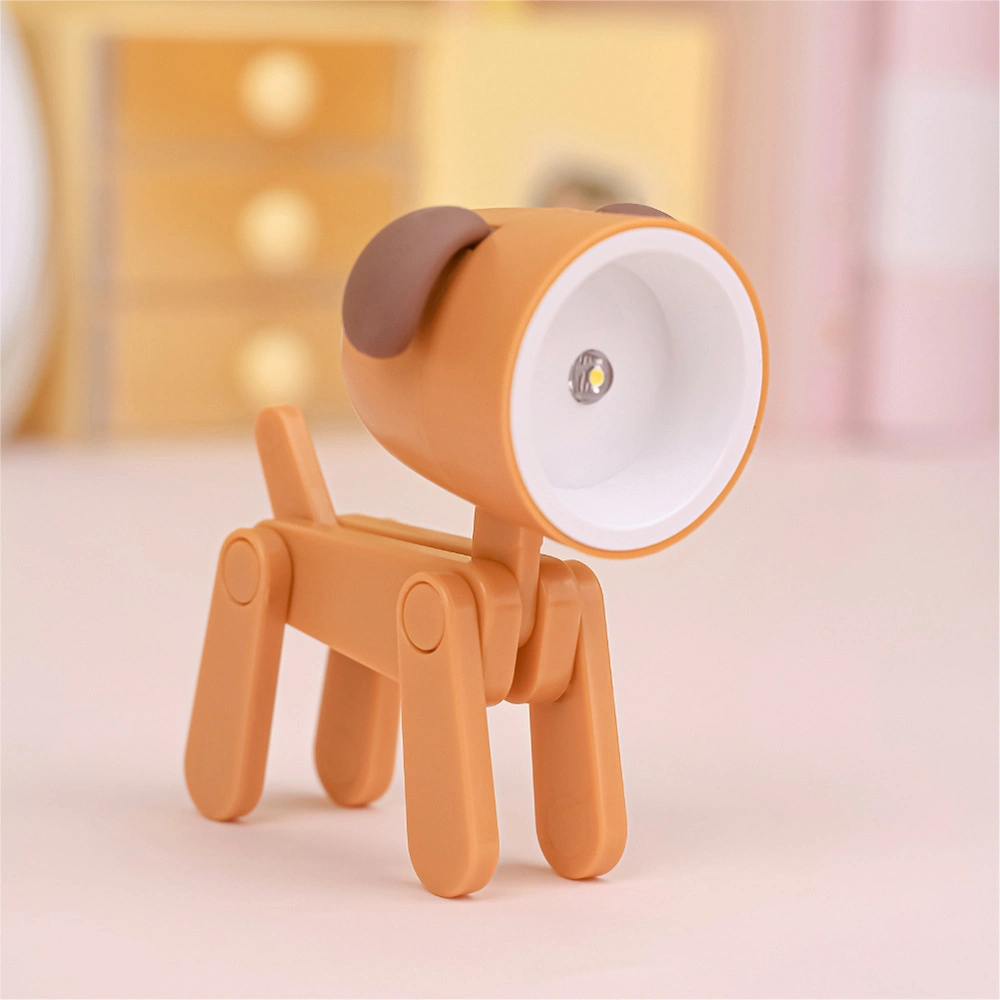 Mini Puppy Table Lamp Cute Head Leg Movable Children Small Gift Night Light Mobile Phone Holder Light