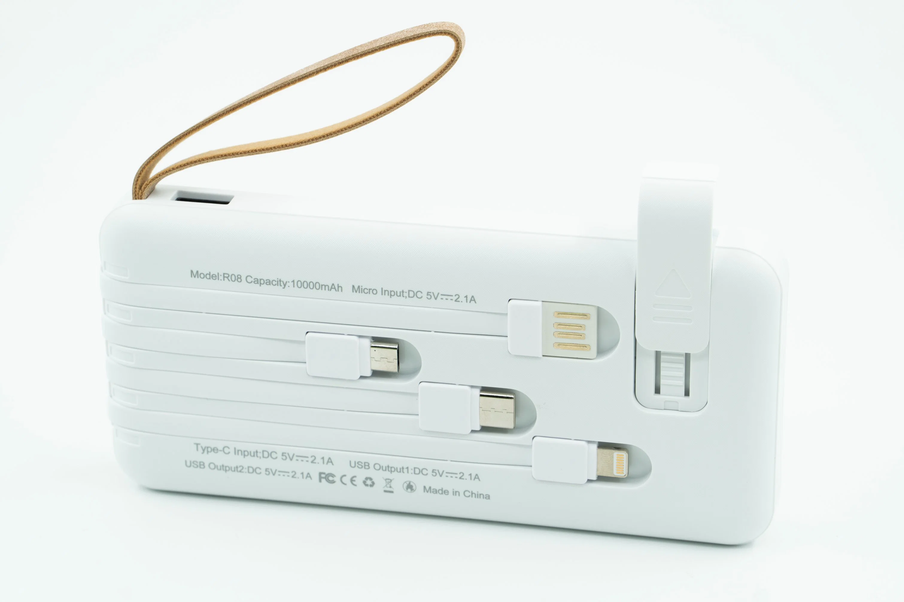 La carga rápida 20000mAh bancos energía incorporada cargador micro USB/Type-C/Iluminación/USB 4 en 1 Cable Generador Portátil R08 Banco de energía móvil accesorios telefónicos