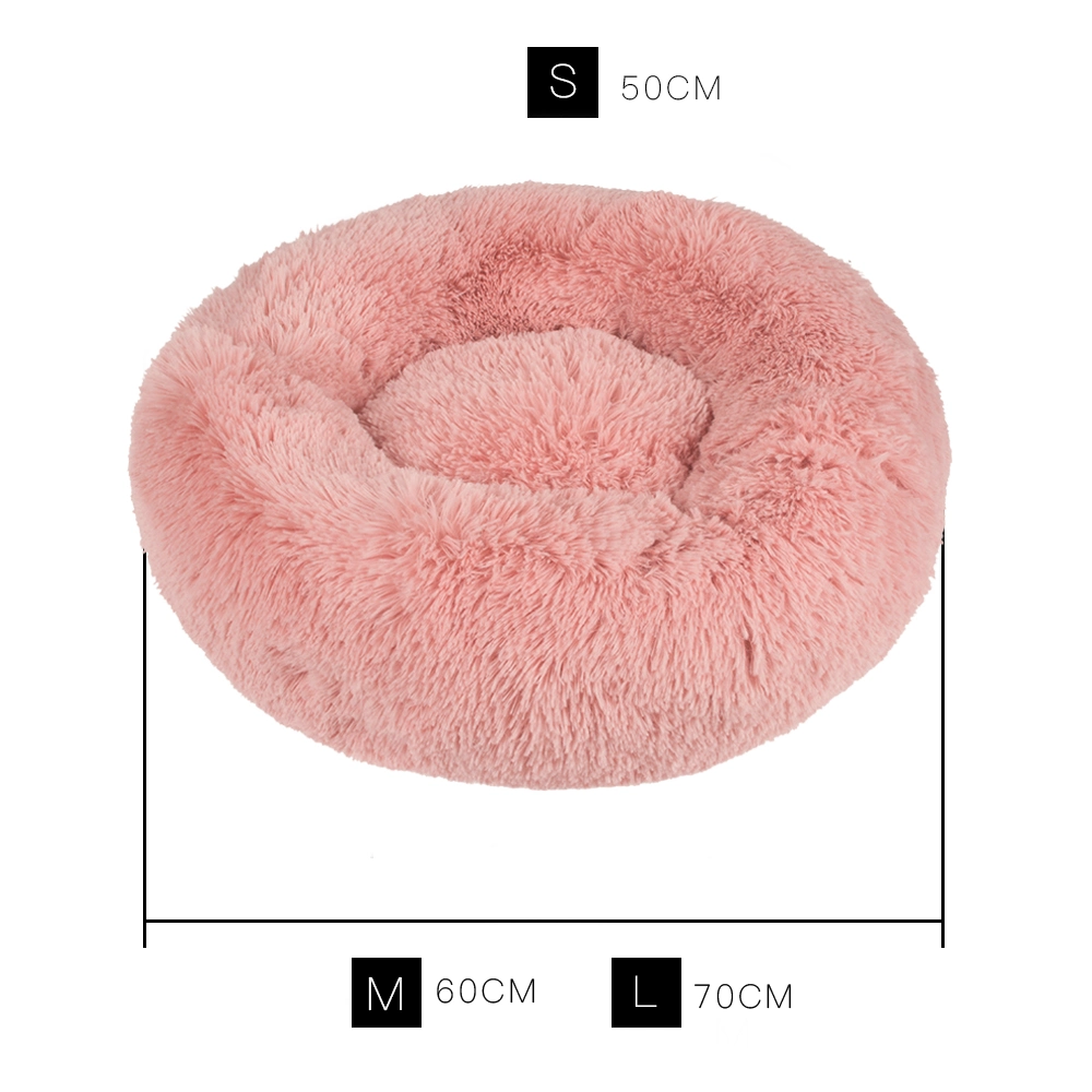 Rena Pet Hot Sale Luxury Decompression Warm Cozy Donut Round Long PV Plush Dog Cat Bed