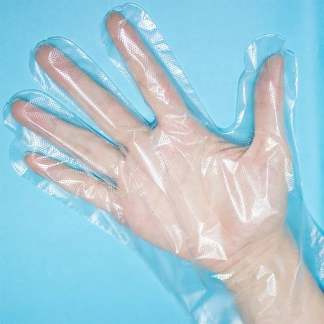 Plástico transparente de PE para uso alimentario Mitten LDPE Polietileno Guantes desechables para el servicio de alimentos