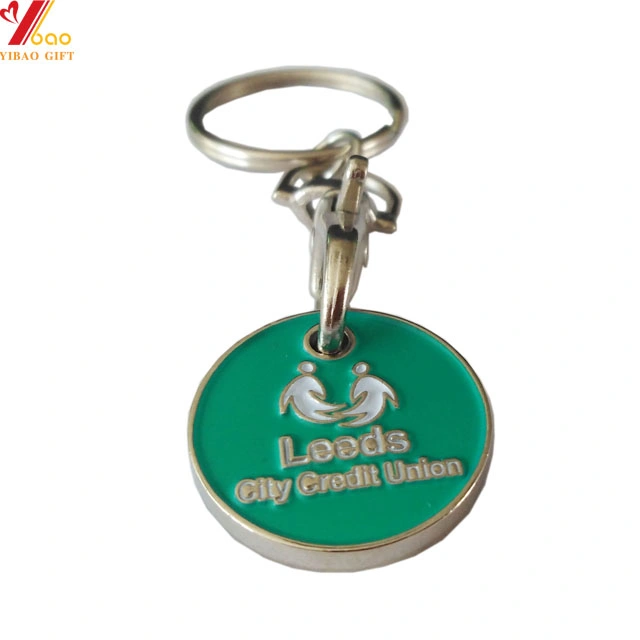 Wholesale/Supplier Zinc Alloy Enamel Custom Metal Trolley Coin Holder Shopping Cart Trolley Coin Key Chain Gold Finish Coin Holder Keychain (YB-K-223)