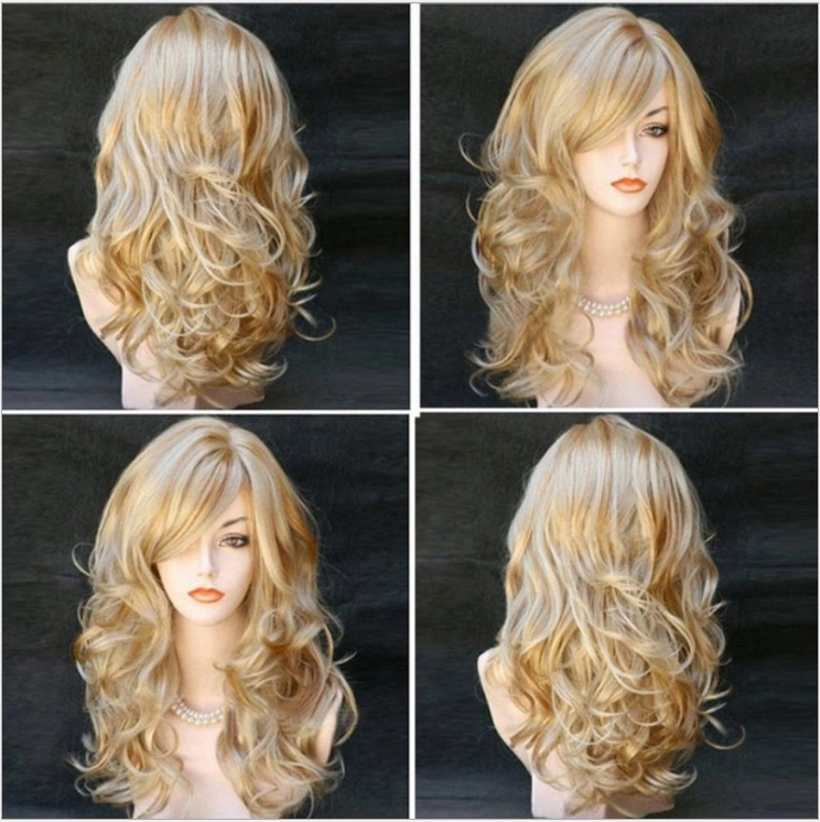 Top Quality Synthetic Hair Blond Long Wavy Hair