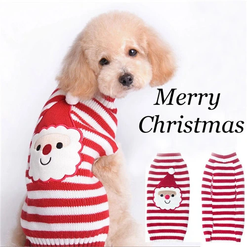 2016 Cartoon Santa Claus Red Knitting Christmas Pet Sweaters