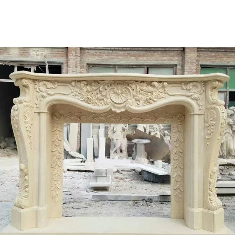 100 % de part la sculpture cheminée en marbre blanc bon marché pour la vente de Mantel