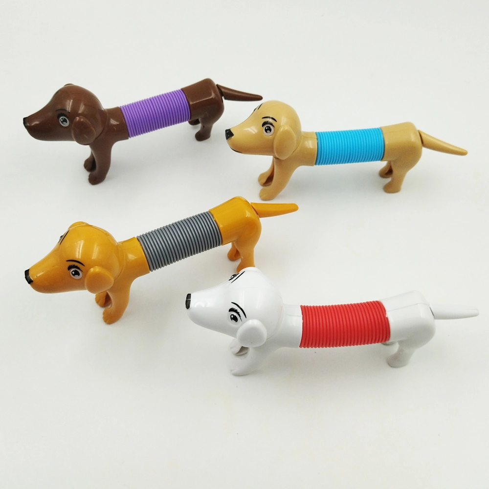 Mini Pop Tube Sensory Toy Red Tube Dog Plastic Children Squeeze Tube Toy Spring Dog Toy for Kids