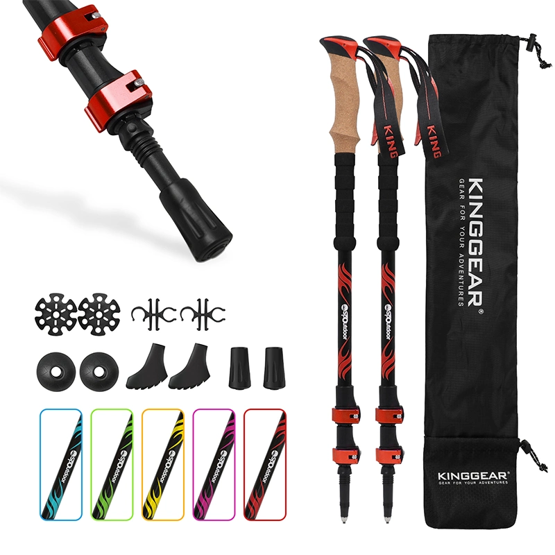 Senderismo Polo telescópico Foldable bastones de caminar portátil de fibra de carbono Trekking Polos