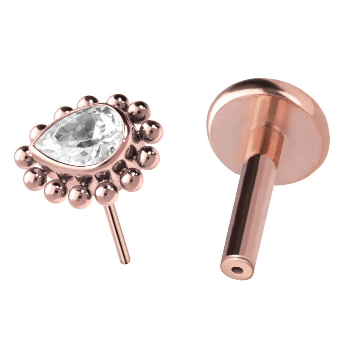 Titanium Fashion Jóias Threadless Plug PIN Crystal drop e bolas Para perfuração de cabeça com rebordo para nariz