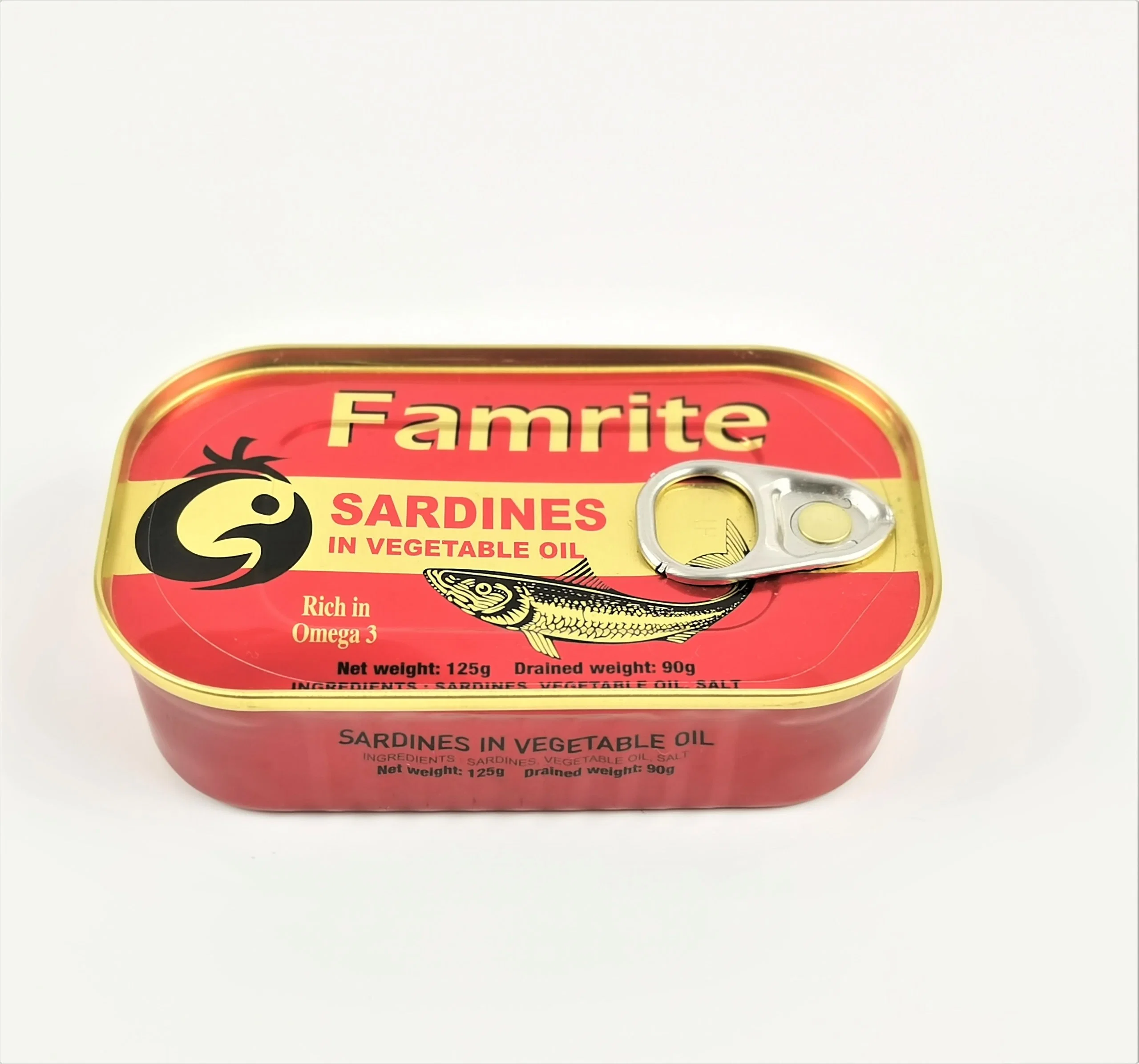 Canned Sardine in Vegetable 100% Oil Wholesale/Supplier Sardines Tin Fish 125g