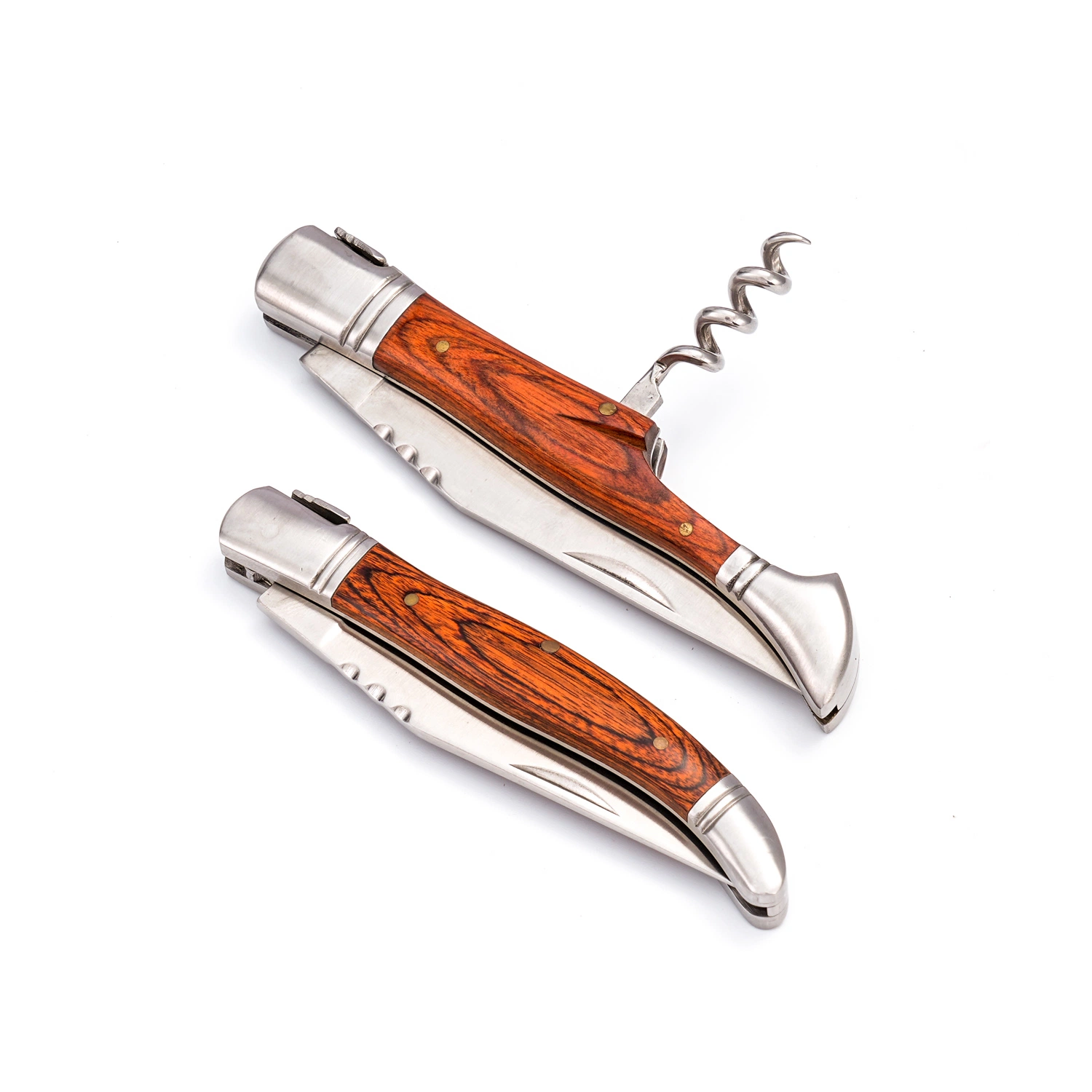 4.5 Inches Classical Laguiole Folding Knife Wine Corkscrew with Pakka Wood Handle