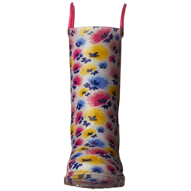 Fashion Children Cute Design Waterproof PVC Rain Boots for Kids with Easy Carry Handle