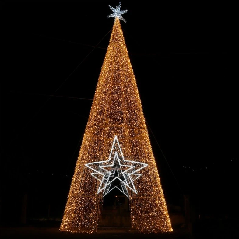 Customized Christmas Cone Tree Motif Light with LED Rope Lights