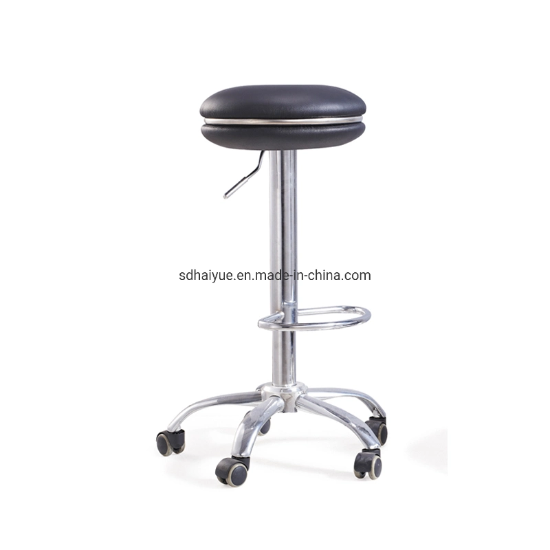 Swivel Round Seat Rolling Laboratory Stool with Footrest