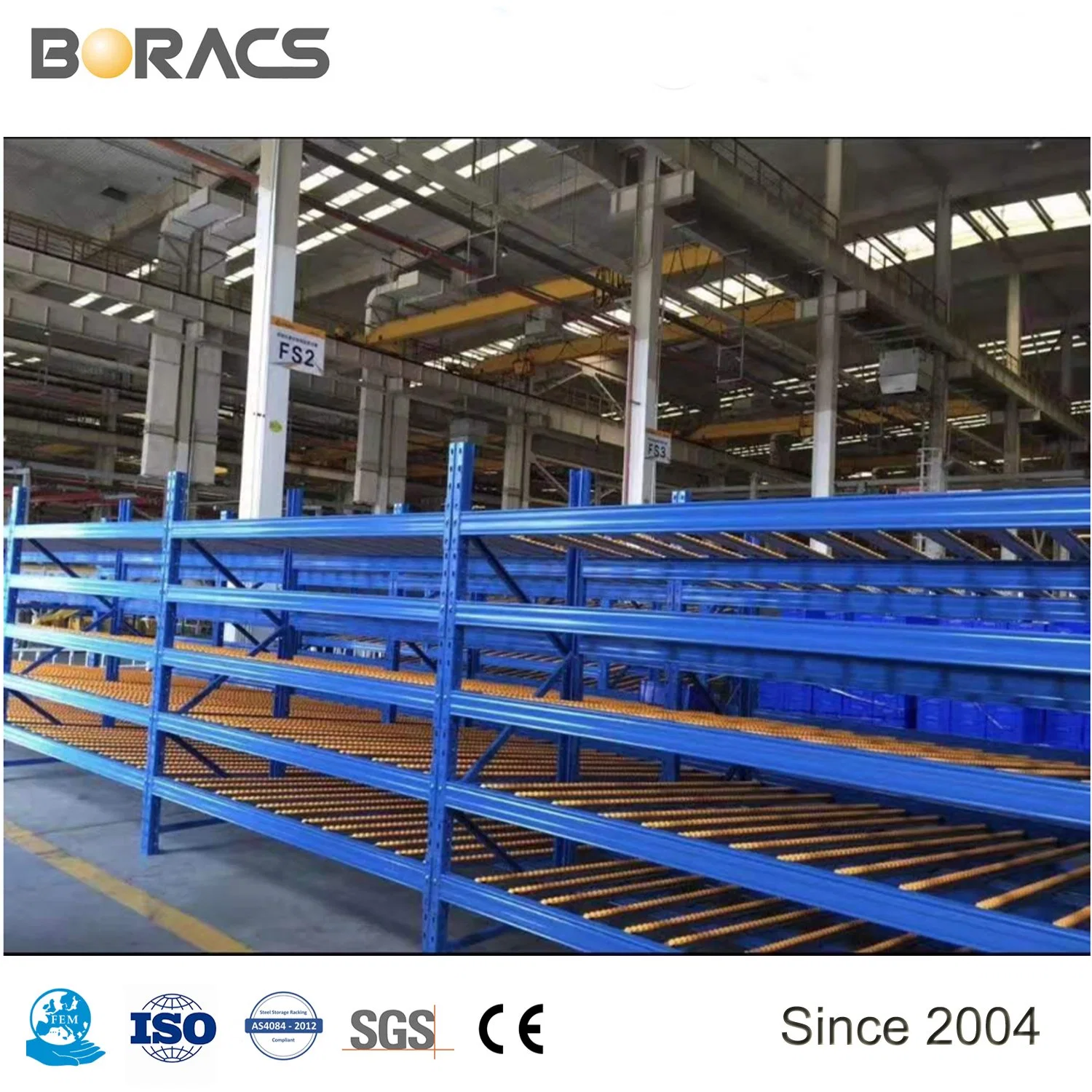 Heavy Duty Steel Carton Flow Through Steel Long Strip Gravity Flow Racking in Logistic Cargo Center