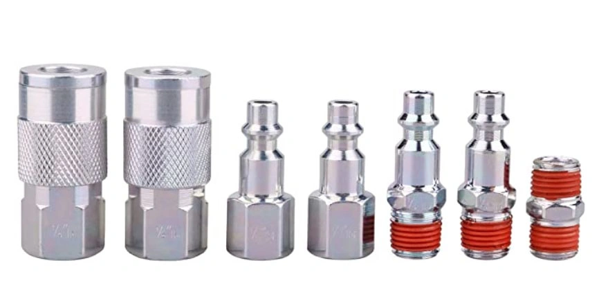 Air Coupler and Plug Kit, 1/4 Inch NPT Air Fittings Industrial Type, 7 Piece Air Compressor Accessories Kit