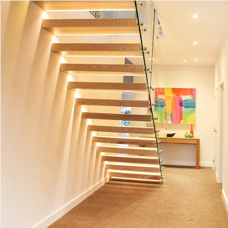 Commercial Curved Staircase Modern Wood Arc Glass Stairs Stainless Steel Staircase