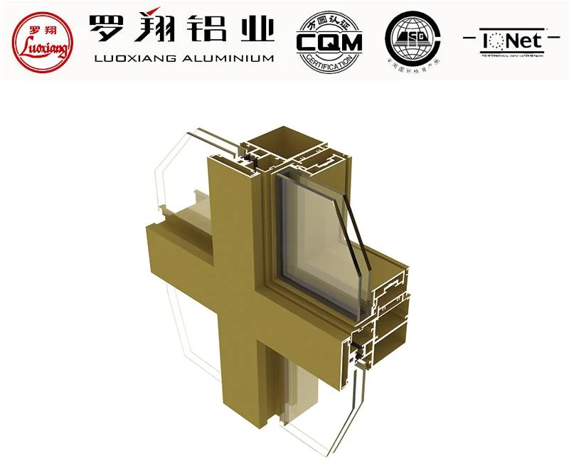 6061/6063/6060/6005/6463 Custom Thermal Break Aluminium Vorhang Wand Profil Gebrochene Brücke Fassadenbauprofile Fluorkohlenstoffbeschichtung/Pulverbeschichtung/Eloxiert