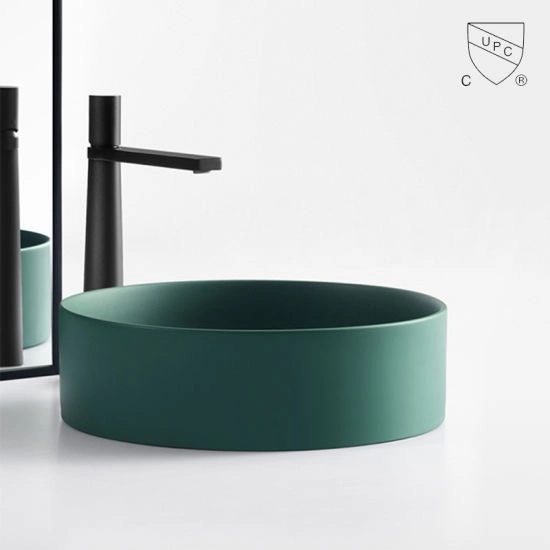 Countertop Ceramic Round Lavabo Sink Sanitary Ware Luxury Bathroom Green Art Wash Basin