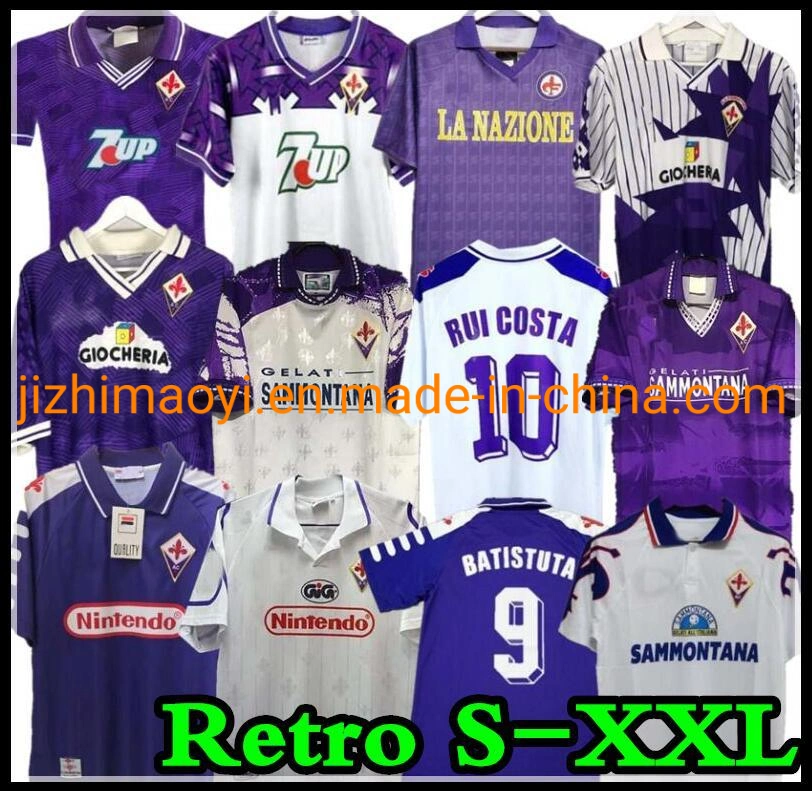 Wholesale Dhgate Amazon Best Seller 1998 1999 Retro Fiorentina Soccer Jerseys 9 Batistuta 10 Rui Costa 98 99 Home Football Shirt 2000 Camisas