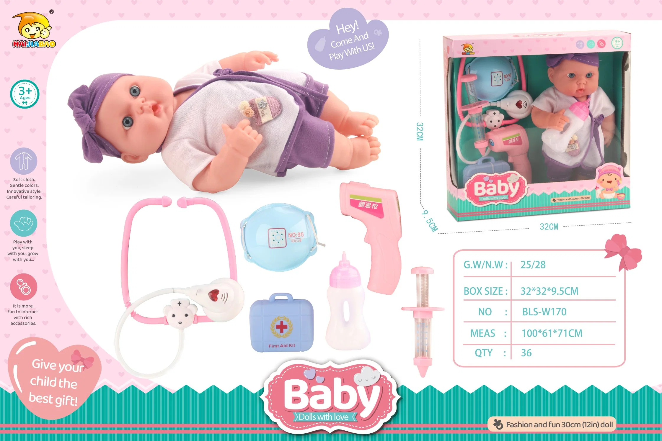 Simulación Doctor Play Set bebé Enfermera Muñecas chica juguete para Papel de niño