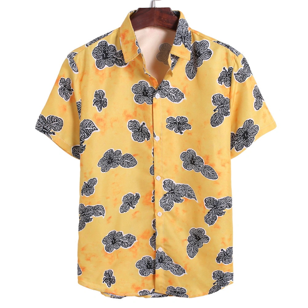 Floral Printed Casual Polo Shirt Short Sleeve Buttons Down Collared Esg16450