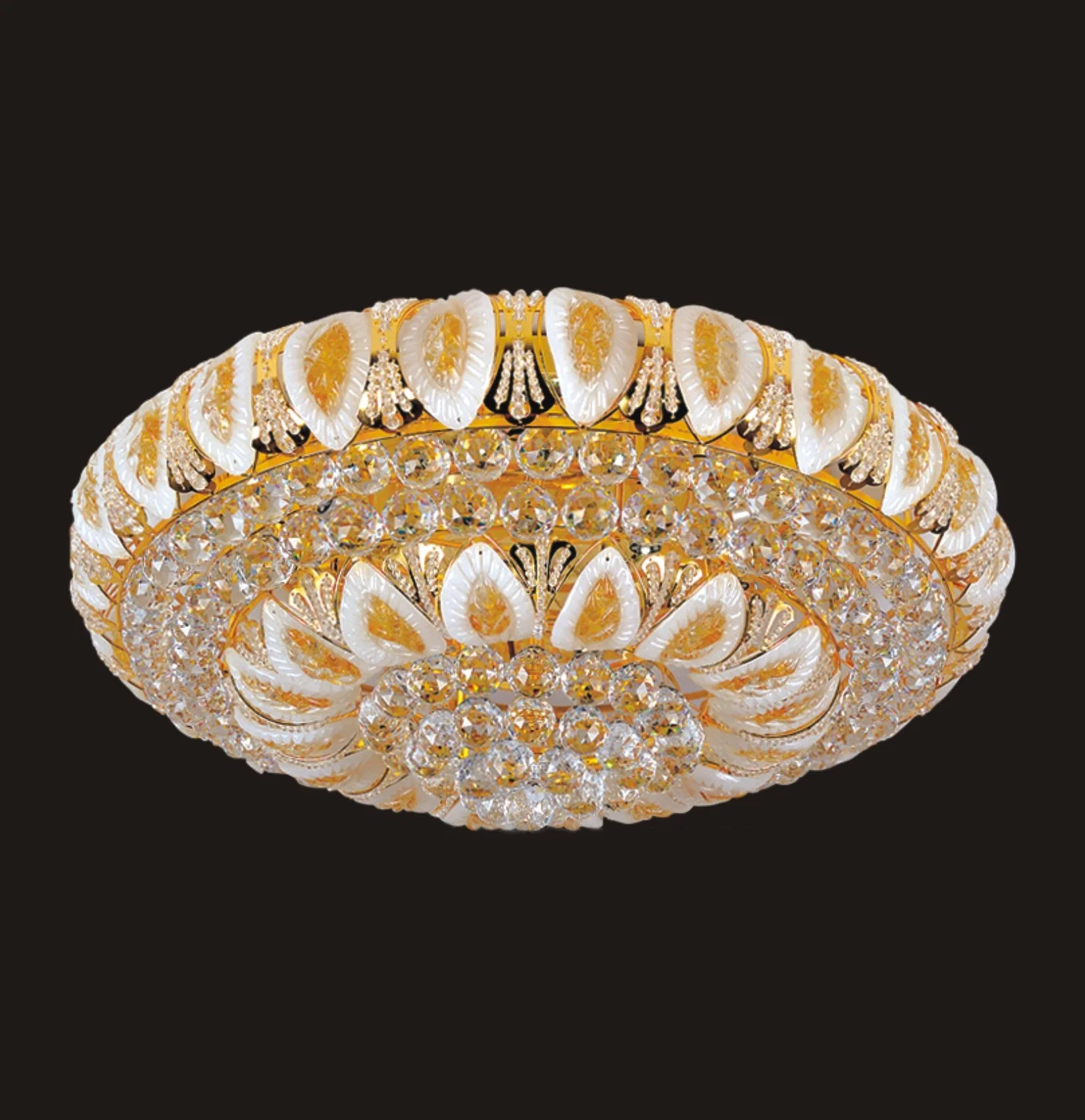 Modern Flower Round Shape LED Gold Luxury Bedroom Decoration Palace Villa Hallway Crystal Ceiling Lamp Fixture