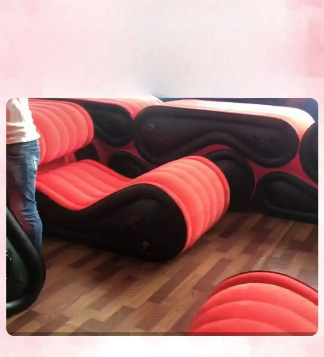 Black Red Adult Sleepping Fashion Thickened Hardy Automatic Inflation Rest Inflatable Sofa