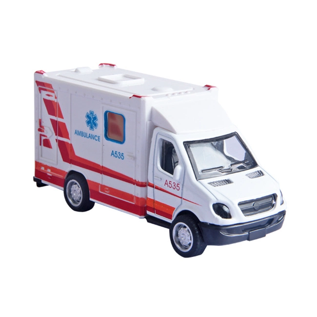 1: 38 niños Metal Ambulac Modelo de vehículo de juguete Emulacional aleación modelos de coche tirar de nuevo Diecast Ambulance Juguetes para la promoción