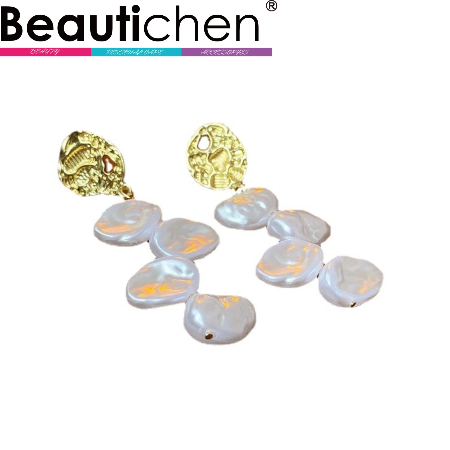 Beautichen Wholesale 925 Sterling Silver Gold Plated Asymmetrical Irregular Natural Baroque Freshwater Pearl Engagement Drop Earring