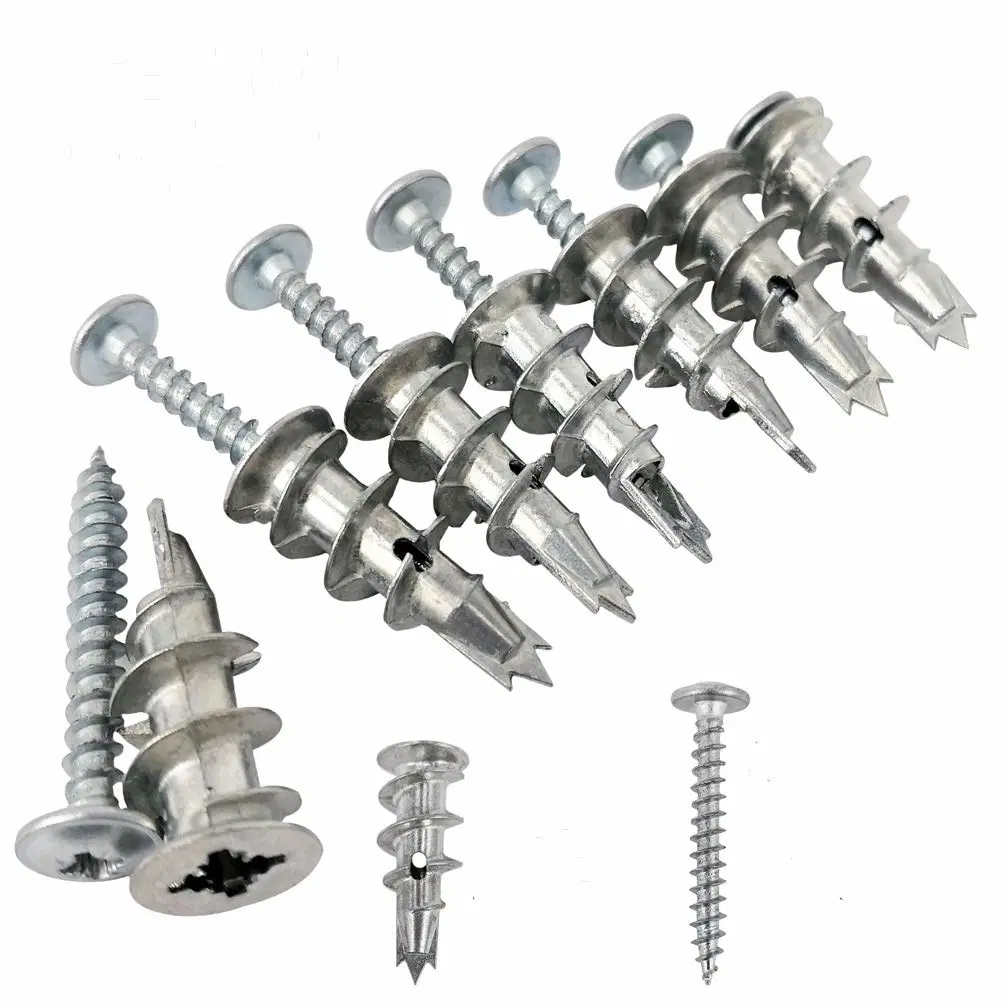 Zinc Heavy Duty Metal Wall Anchors Self-Drilling Drywall Anchors and Stainless Steel Screws Kit