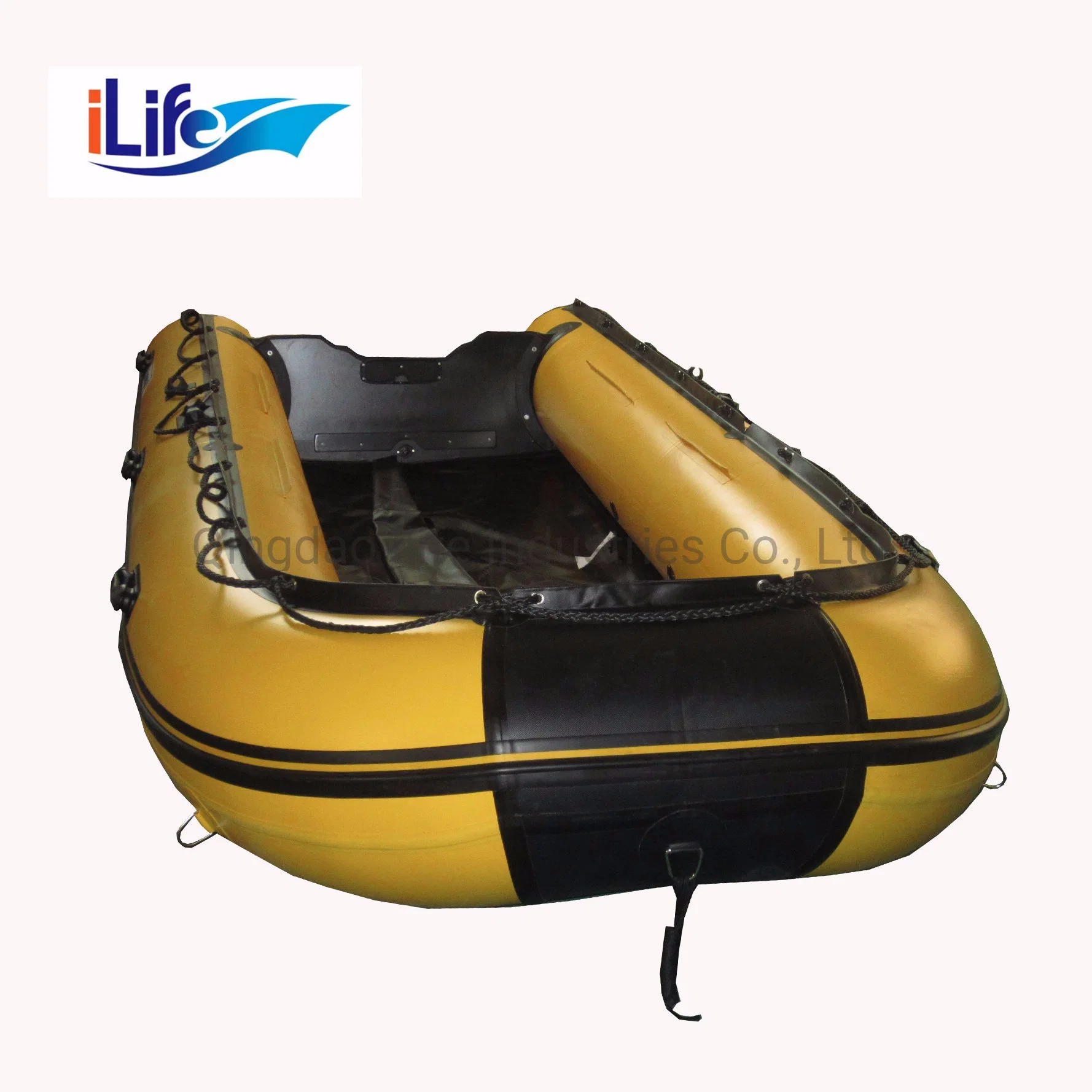 Ilife 4.7m Yellow Offshore PVC/Hypalon Inflatable Rescue Fishing Rubber Boat with Aluminum/Drop Stitch Air/Plywood Floor