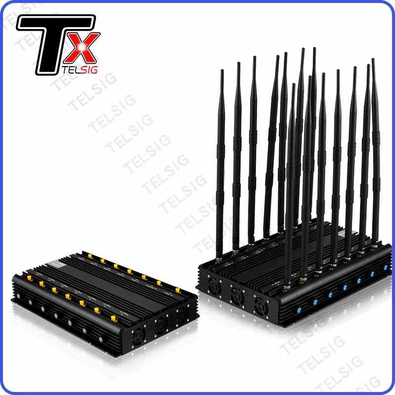 (TX-H14K) 40W High Power Cell Phone Desktop Signal Jammer with 14 Antennas, Wireless Signal Jammer for GPS / WiFi /2.4G/5g