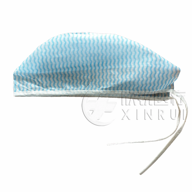 Disposable Non-Woven Doctor Cap/Surgeon Cap/Surgical Cap with Strip Pattern 24 Inch