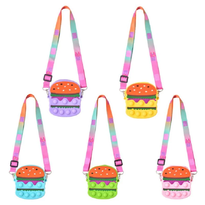 Hamburger Messenger Bag Cartoon Silicone Finger Press Storage Bag