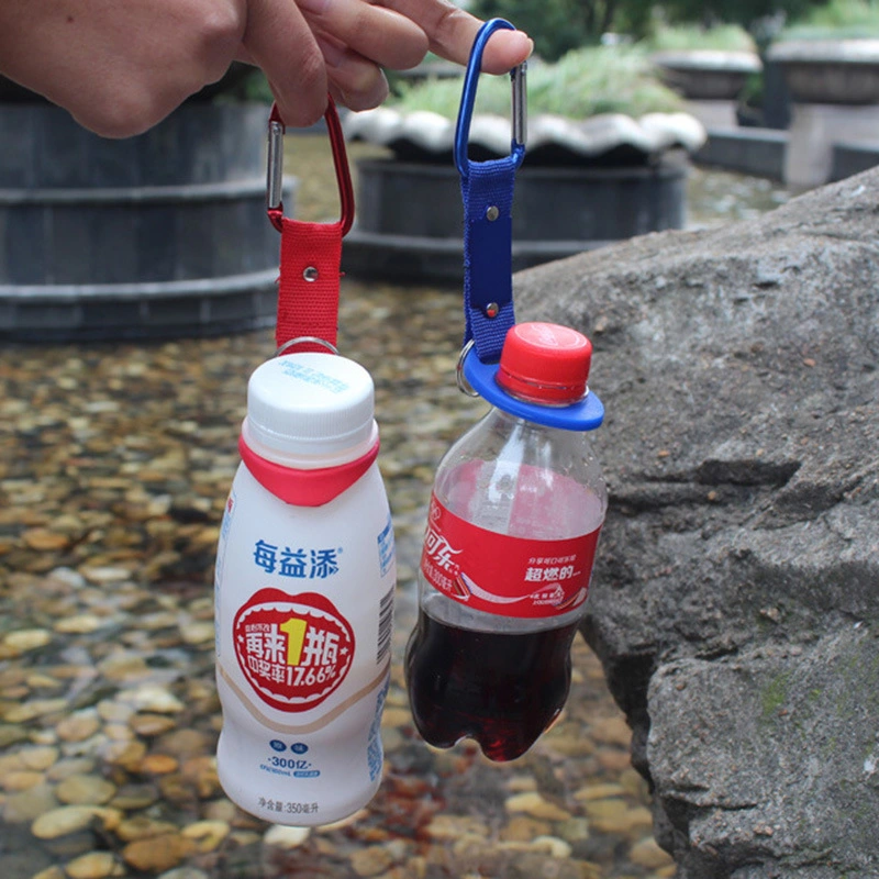 Portador de una botella de agua de silicona colgadas de ganchos, titular de la botella de agua de la hebilla de aluminio con Clip Carabineer Llavero, titular de la botella de agua con Carabineer Wbb13302