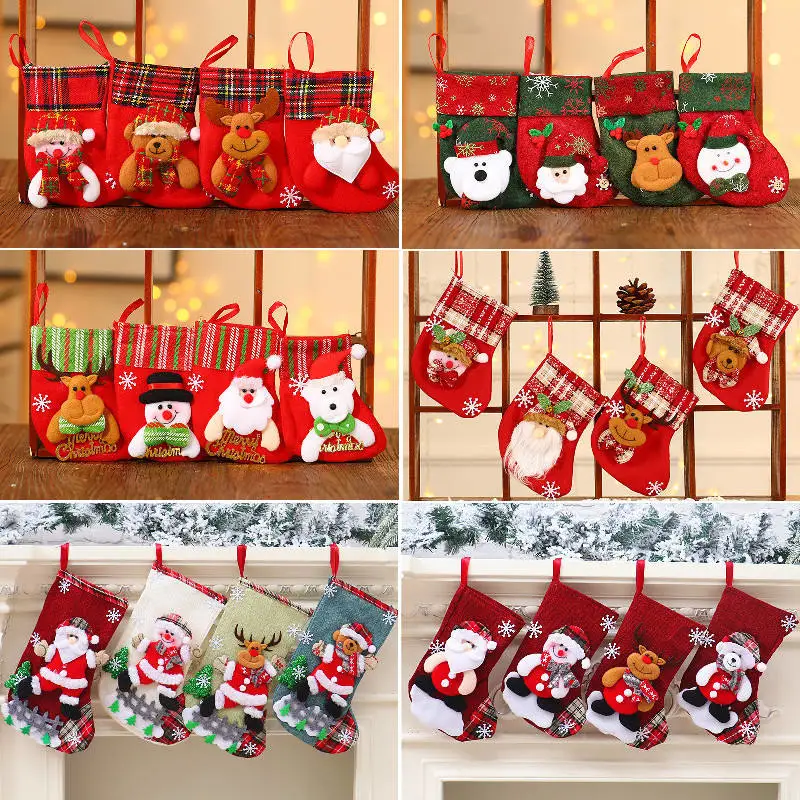 Wholesale/Supplier Price Christmas Kids Stocking Socks 2023 Cute Kawaii Santa Funny Children's Candy Christmas Socks Decoration