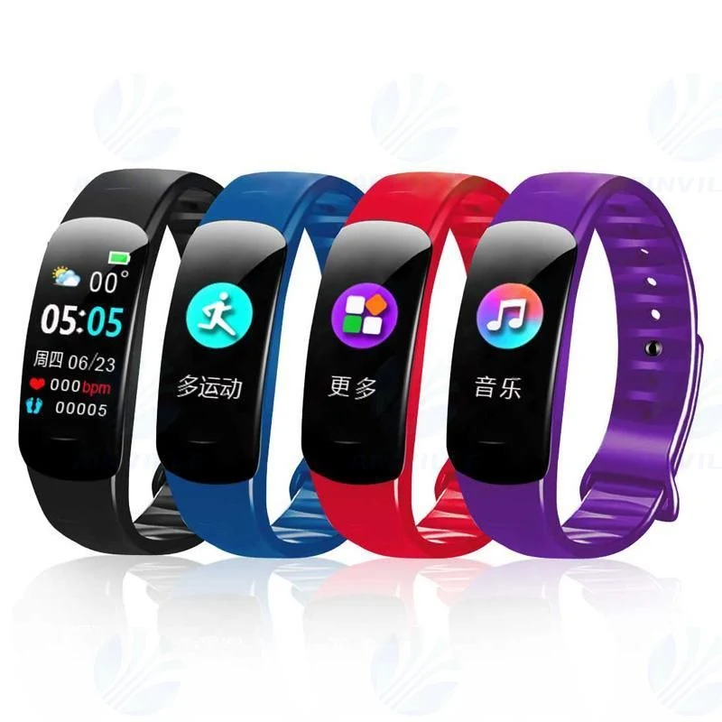 Bracelet intelligent de fitness C1plus avec fréquence cardiaque et tension artérielle, rappel d'appel, étanche, podomètre.