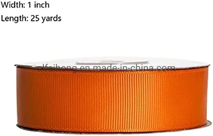 Factory Export From Year 2009 100% Polyester 196 Colourful Eco-Friendly Customised Grosgrain Ribbon for Gift Packaging/ Decoration Orange Color