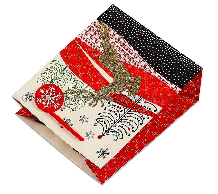 Custom Printing Promotion Christmas Holiday Gift Paper Packaging Shopping Bags